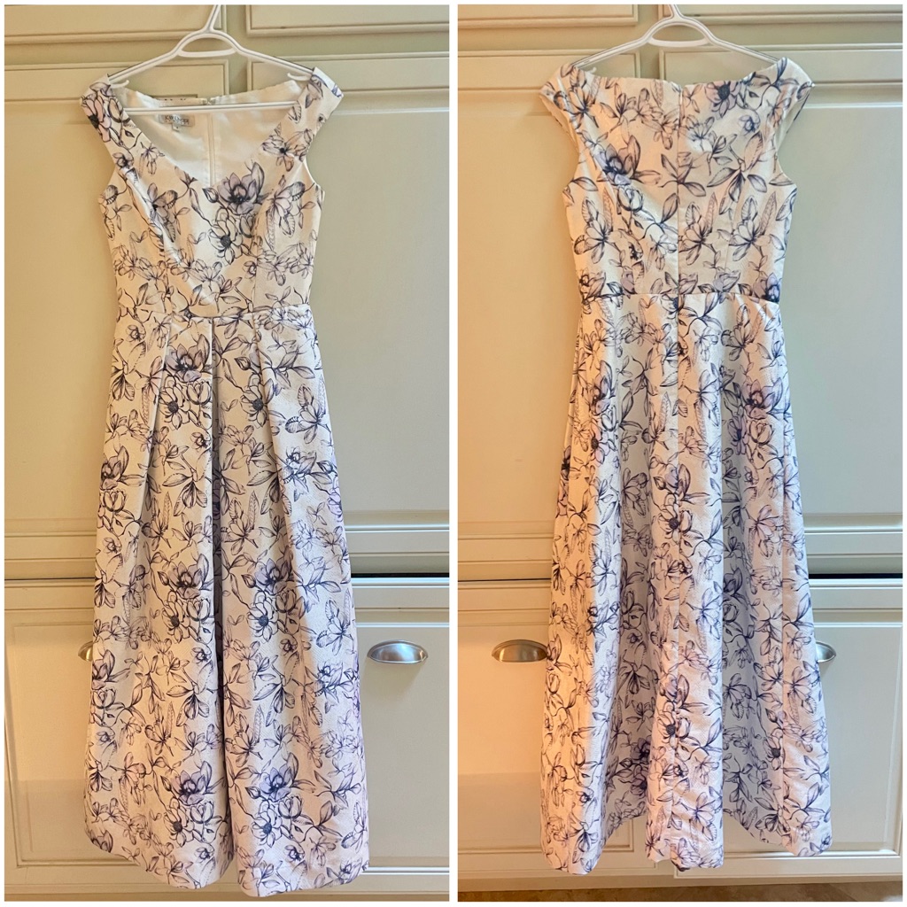 Kay Unger Floral Blue And White Floral Gown